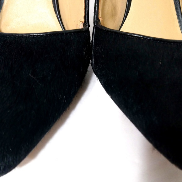 Ann Taylor Black Leather & Fur High Heels - Picture 5 of 8